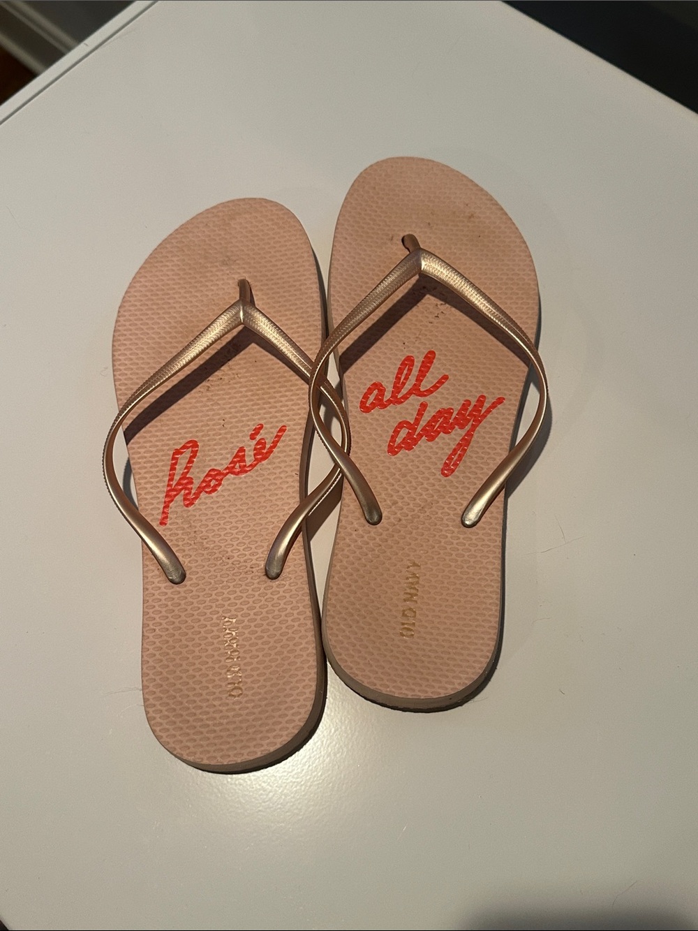 Old Navy Rose Gold and Blush Flip Flop Sandals